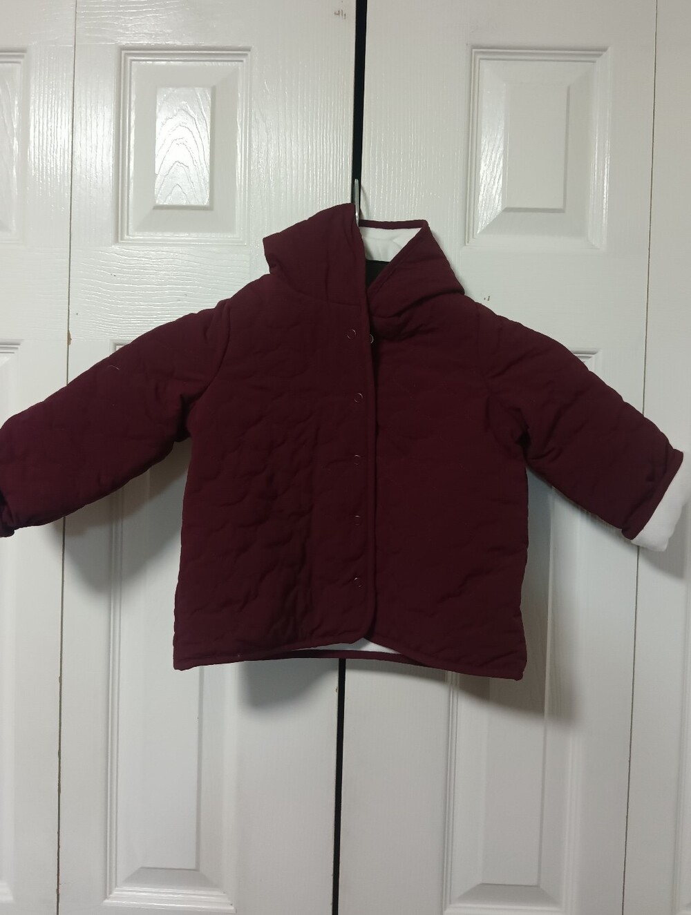 First Impressions Burgundy Hooded Puffer Jacket for Baby Girls